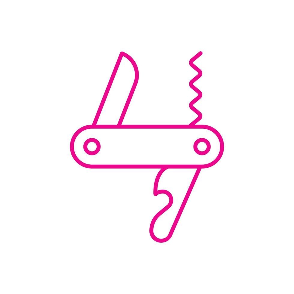 eps10 rosa vector multicuchillo icono línea arte aislado sobre fondo blanco. símbolo de contorno de navaja de camping en un estilo moderno y plano simple para el diseño de su sitio web, logotipo y aplicación móvil