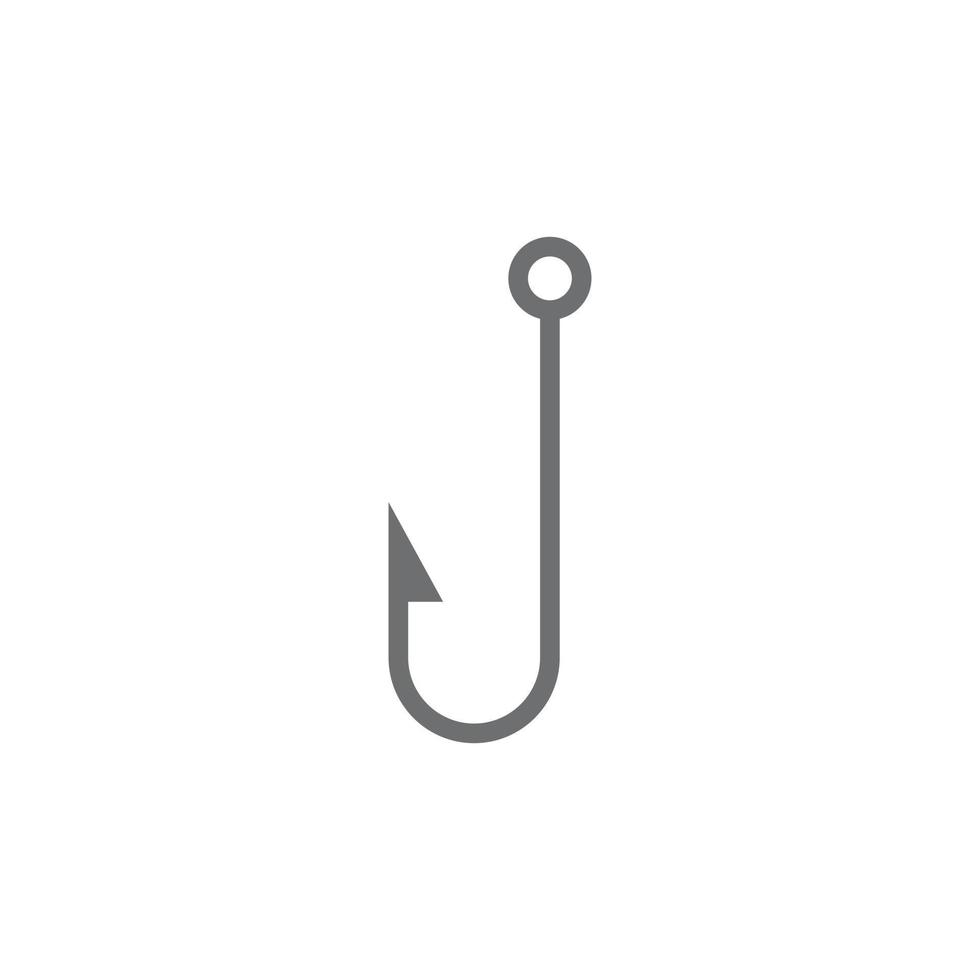 eps10 grey vector barbed fishing hook line icon isolated on white background. empty fishing tackle outline symbol in a simple flat trendy modern style for your website design, logo, and mobile app