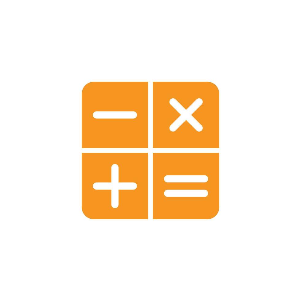 eps10 orange vector electronic calculator or math solid art icon isolated on white background. mathematical symbols in a simple flat trendy modern style for your website design, logo, and mobile app