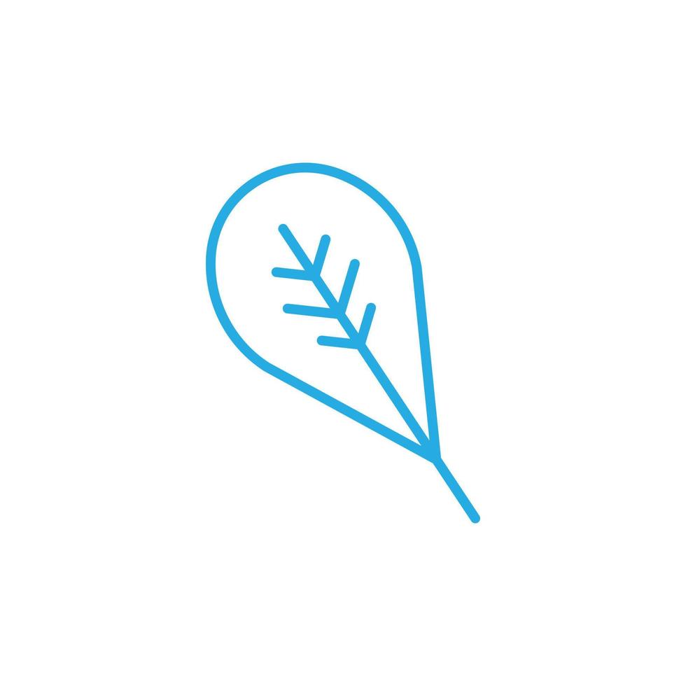 eps10 vector azul único icono de arte de línea de hoja de espinaca aislado sobre fondo blanco. símbolo de contorno de hoja fresca en un estilo moderno y plano simple para el diseño de su sitio web, logotipo y aplicación móvil