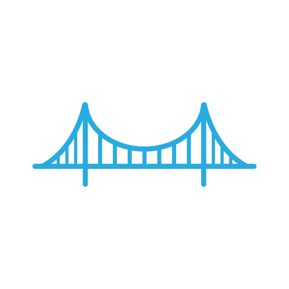 eps10 azul vector golden gate puente línea arte icono aislado sobre fondo blanco. símbolo de esquema de puente colgante en un estilo moderno y plano simple para el diseño de su sitio web, logotipo y aplicación móvil