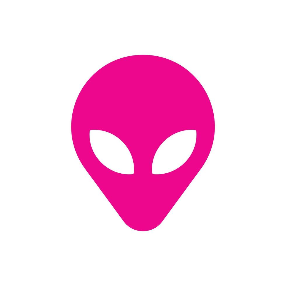 eps10 pink vector Extraterrestrial Alien Face or Head solid art icon isolated on white background. alien symbol in a simple flat trendy modern style for your website design, logo, and mobile applica