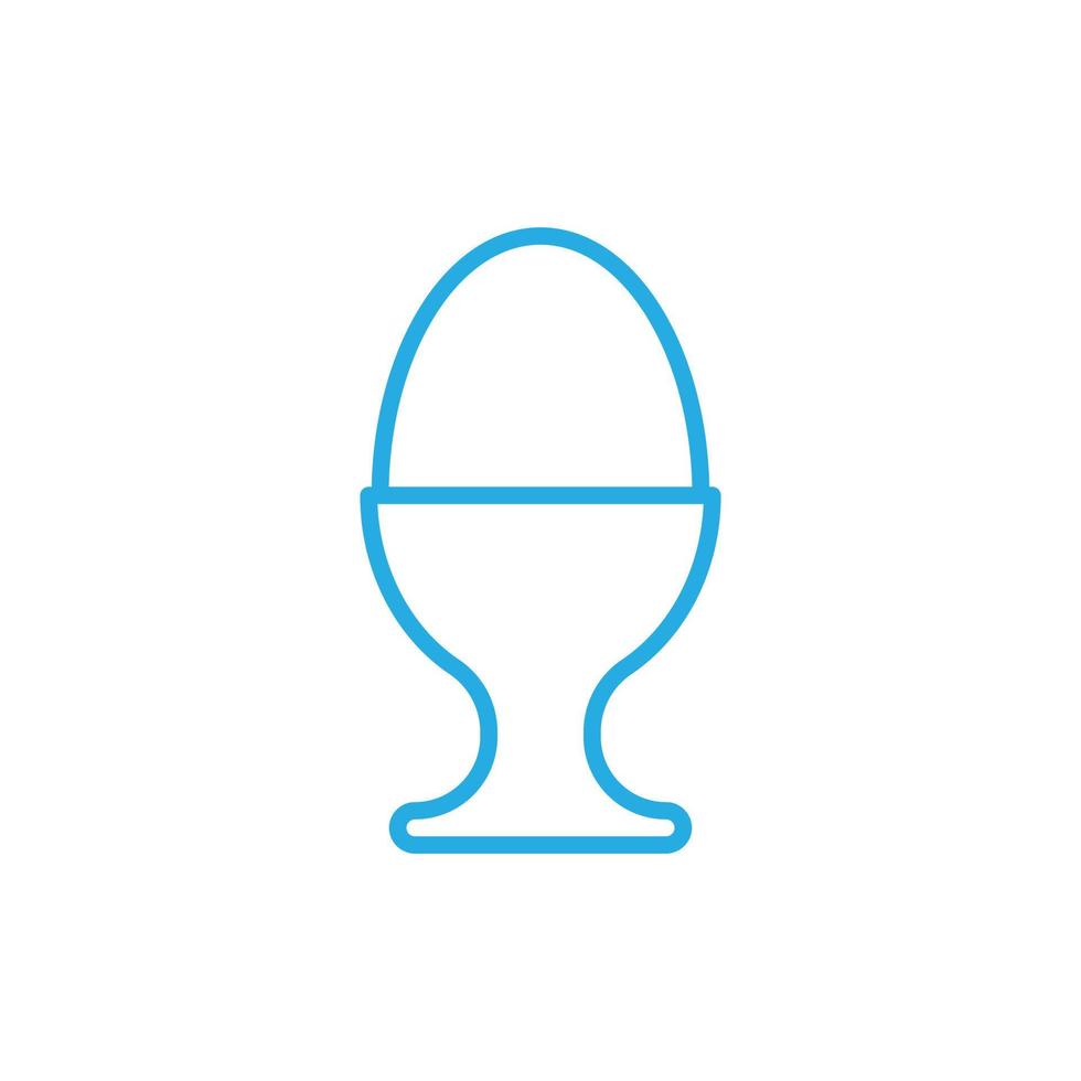 eps10 blue vector Egg cup server holder with hard boiled egg icon isolated on white background. egg stand symbol in a simple flat trendy modern style for your website design, logo, and mobile app