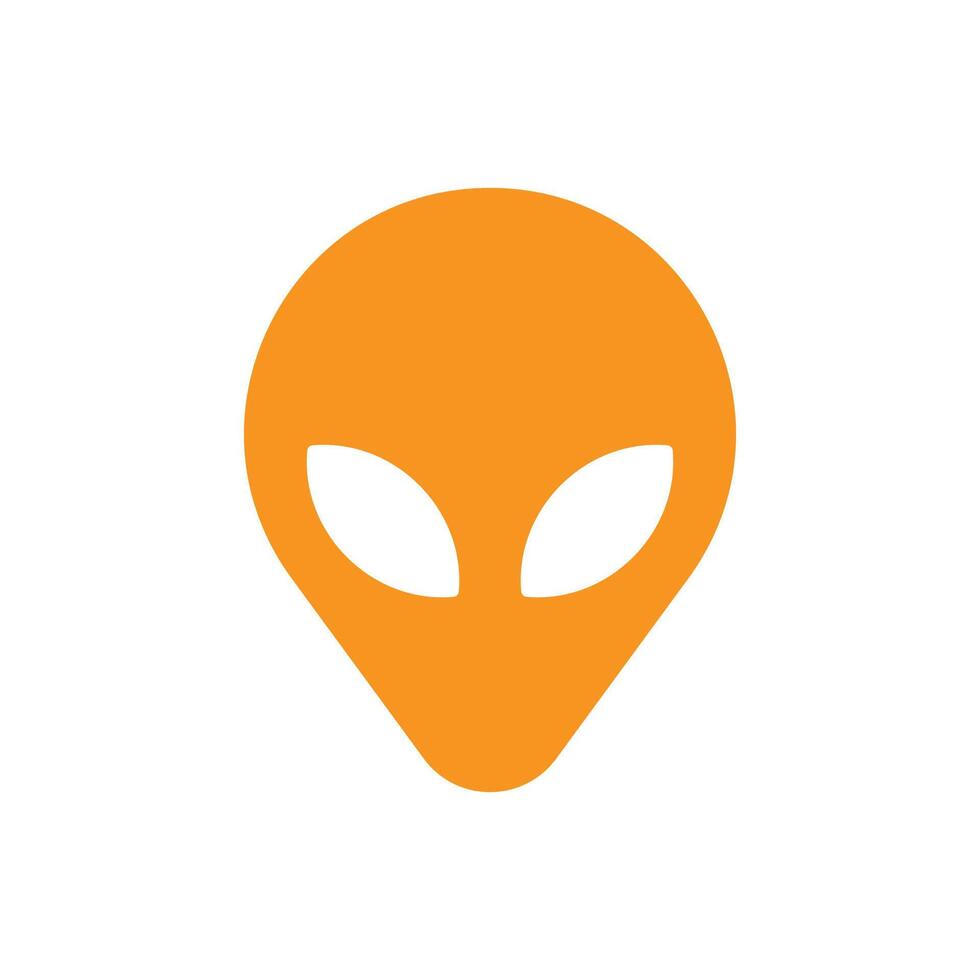 eps10 orange vector Extraterrestrial Alien Face or Head solid art icon isolated on white background. alien symbol in a simple flat trendy modern style for your website design, logo, and mobile applica