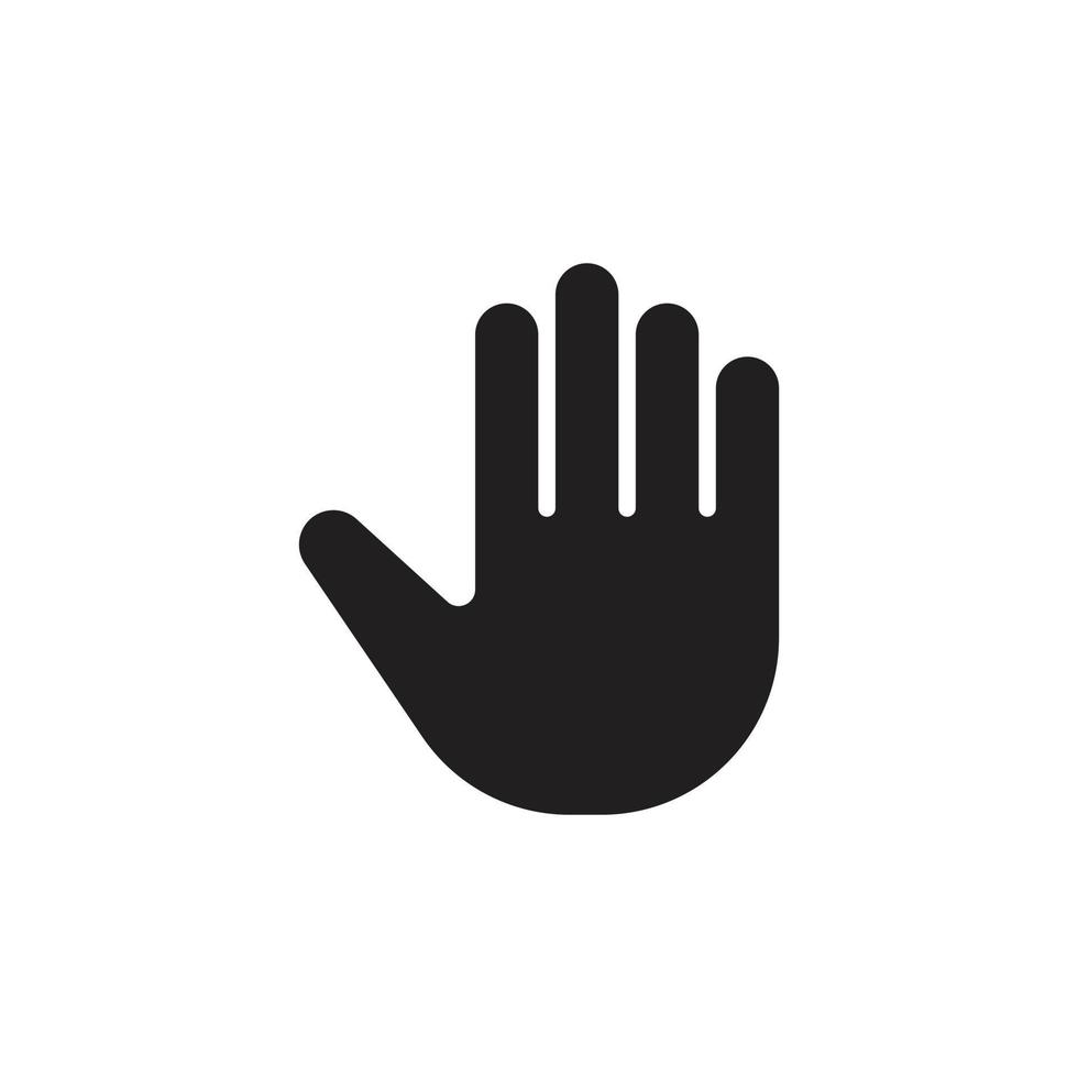 eps10 icono de arte sólido abstracto de mano de palma de vector negro aislado sobre fondo blanco. parada o ningún símbolo relleno a mano en un estilo moderno y plano simple para el diseño de su sitio web, logotipo y aplicación móvil
