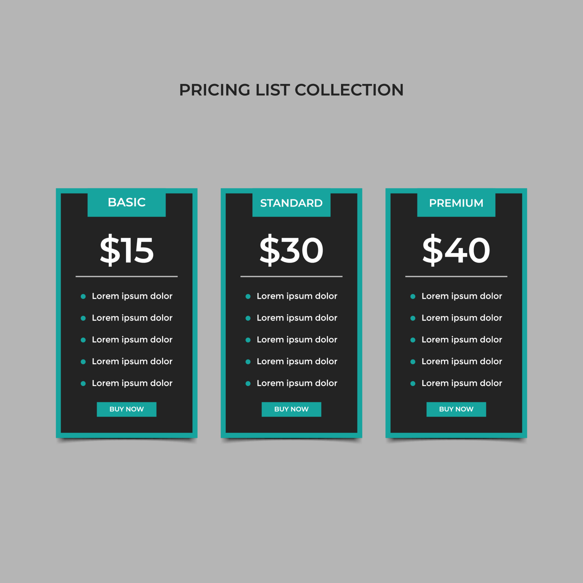 widget de lista de precios con 3 planes de pago para la plantilla del ...