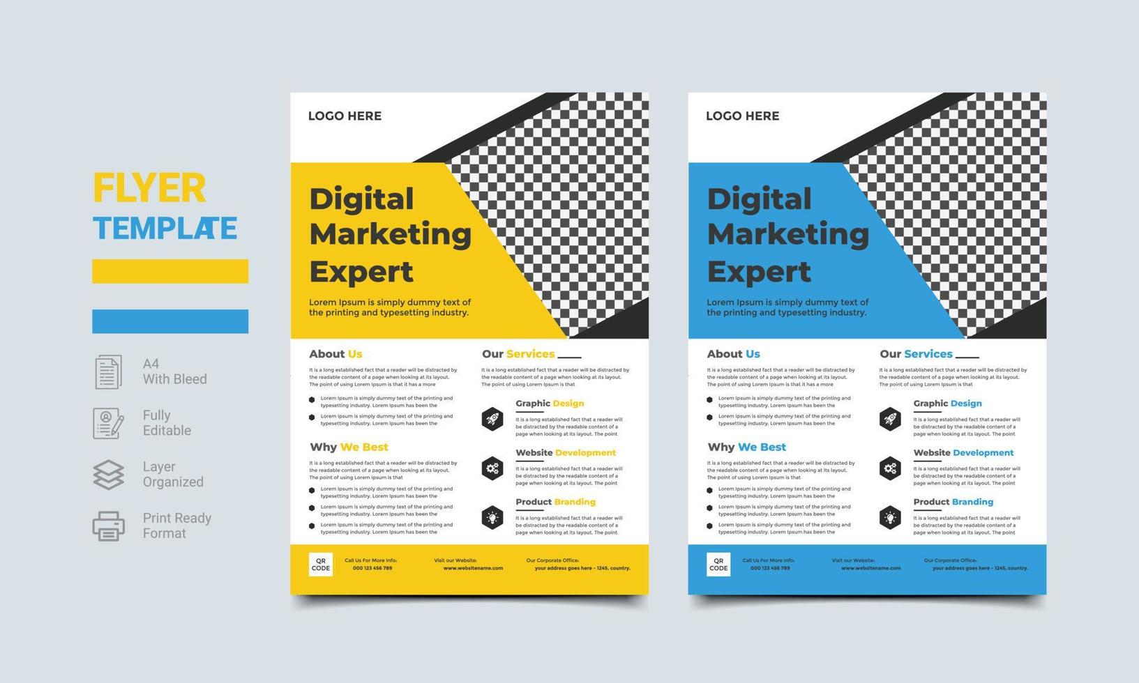 Corporate Business abstract vector Flyer Design template,Digital Business Marketing a4 paper size Flyer Design..eps