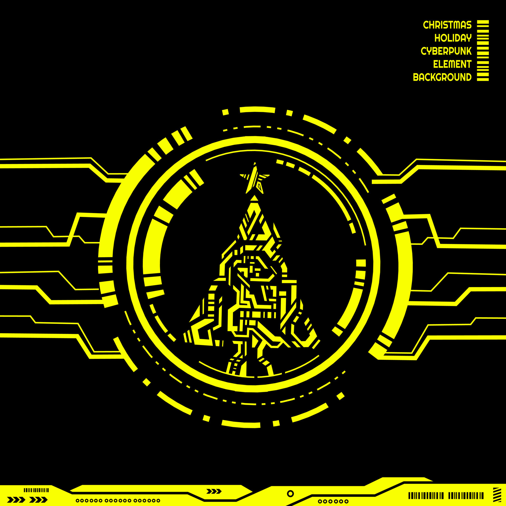 Christmas cyber element shape in cyberpunk background. Abstract vector