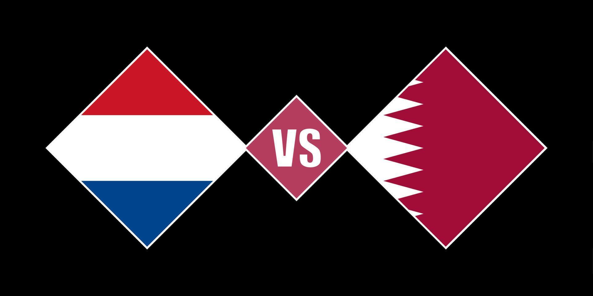 Netherlands vs Qatar flag concept. Vector illustration.