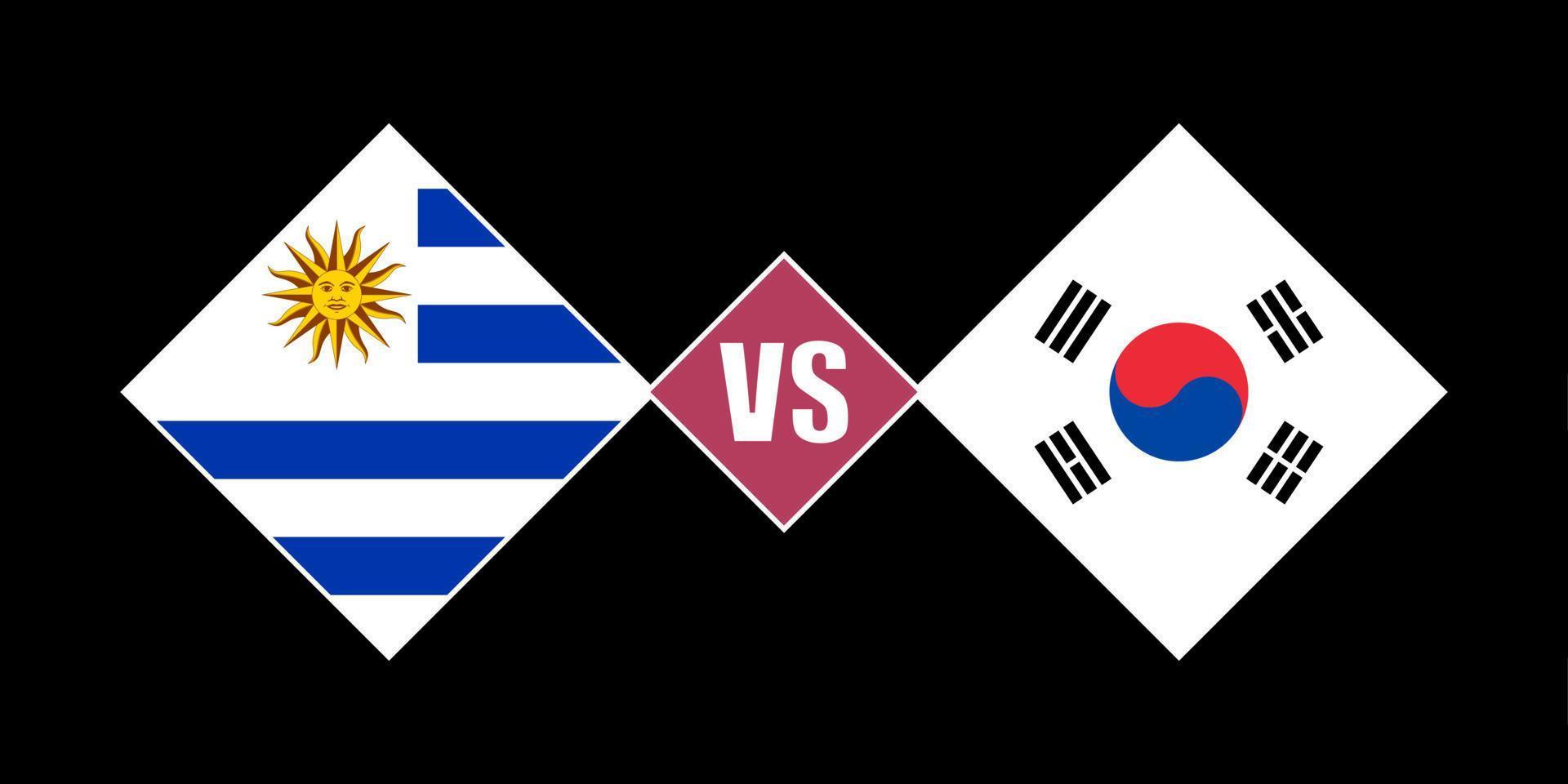 Uruguay vs South Korea flag concept. Vector illustration.