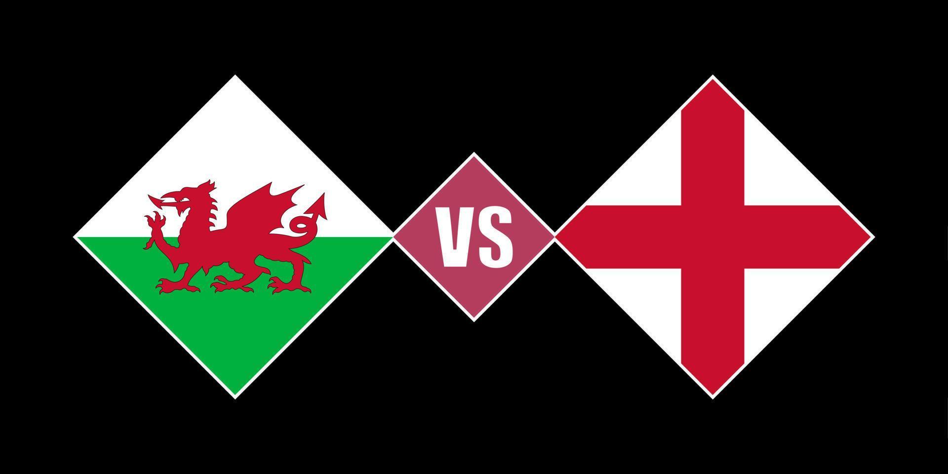 Wales vs England flag concept. Vector illustration.