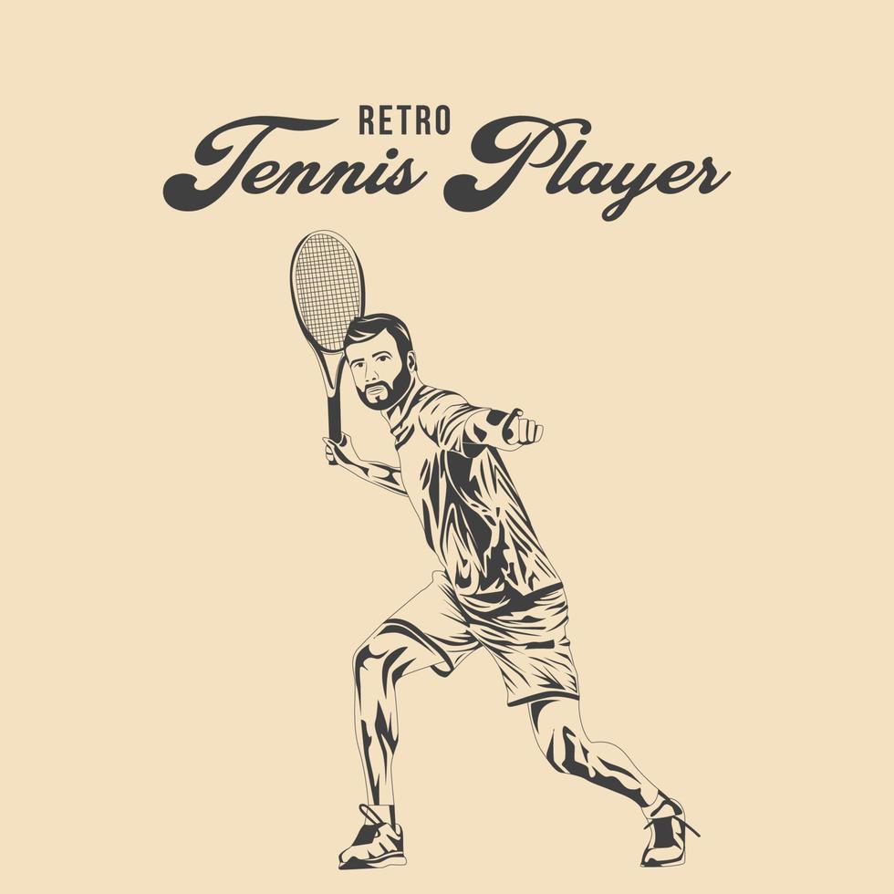 Retro Tennis Player Vector Stock Illustration