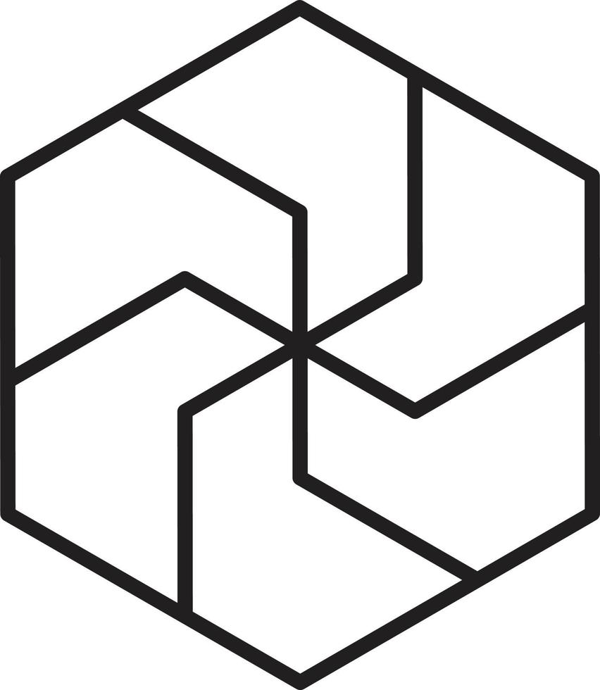 Abstract hexagon logo illustration in trendy and minimal style vector