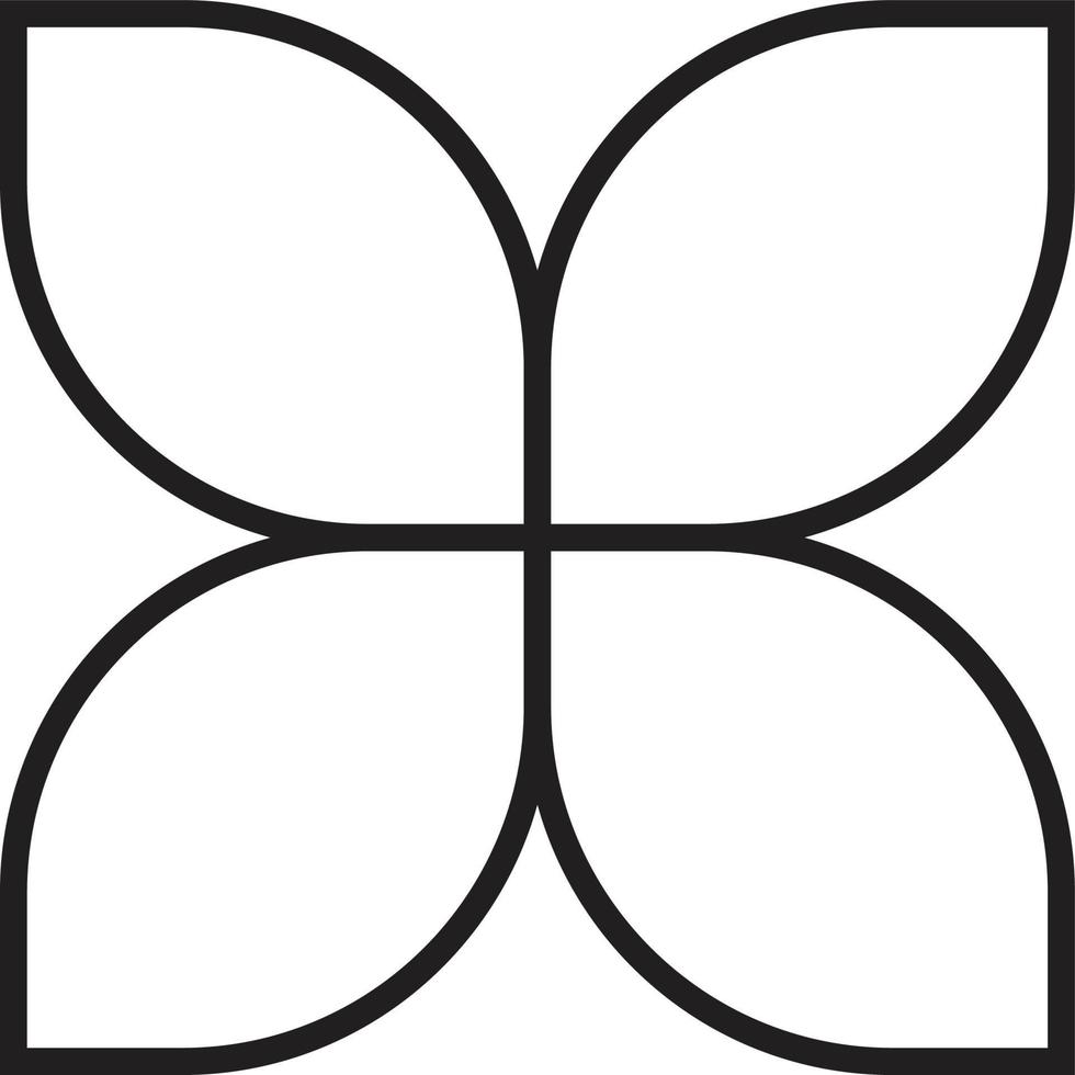 ilustración abstracta del logotipo de la flor de cuatro pétalos en un estilo moderno y minimalista vector