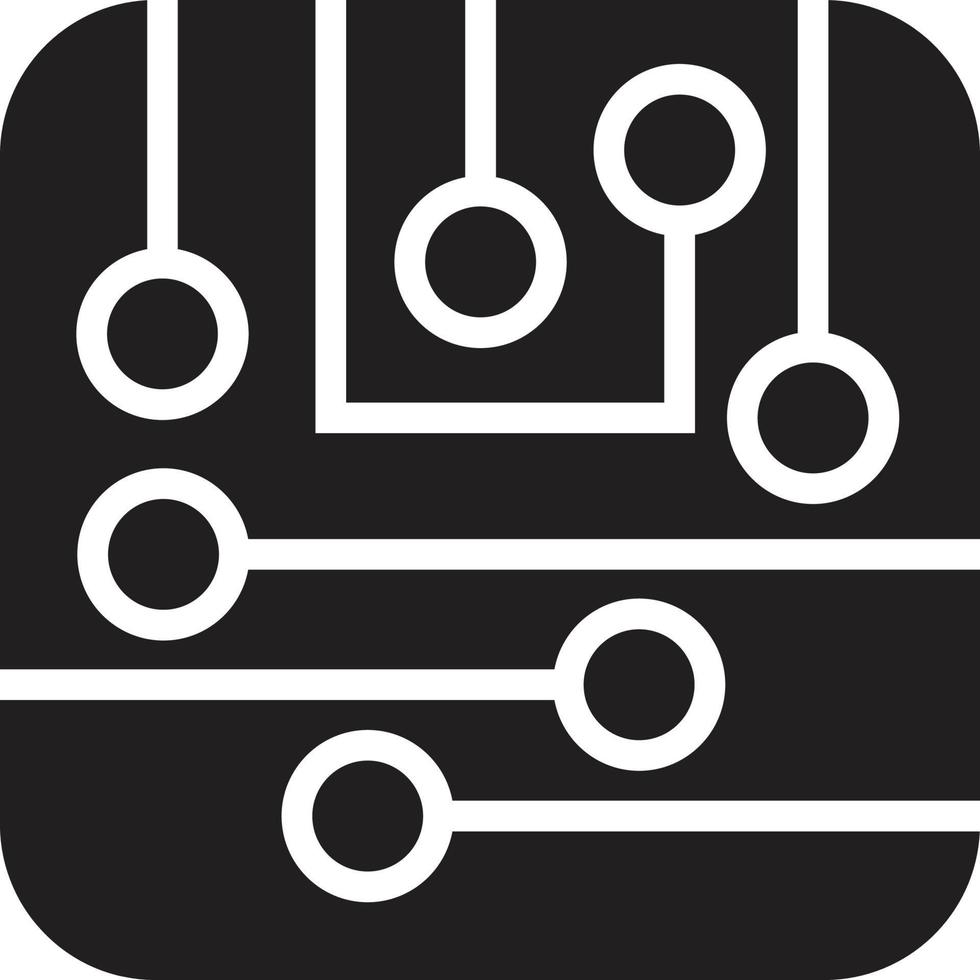 Abstract square logo and circuit board illustration in trendy and minimal style vector