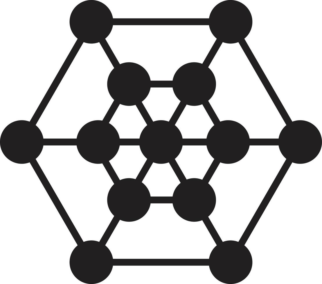 Abstract hexagon logo and connection illustration in trendy and minimal style vector