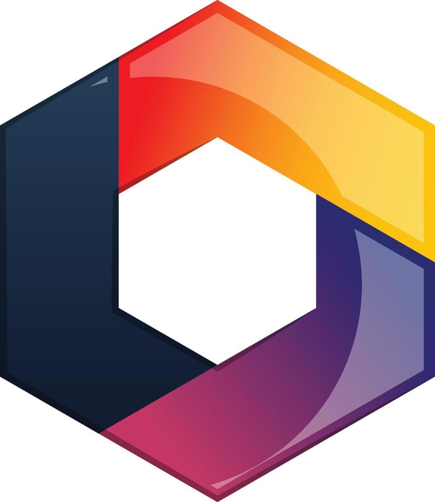 Abstract hexagon and circle logo illustration in trendy and minimal style vector