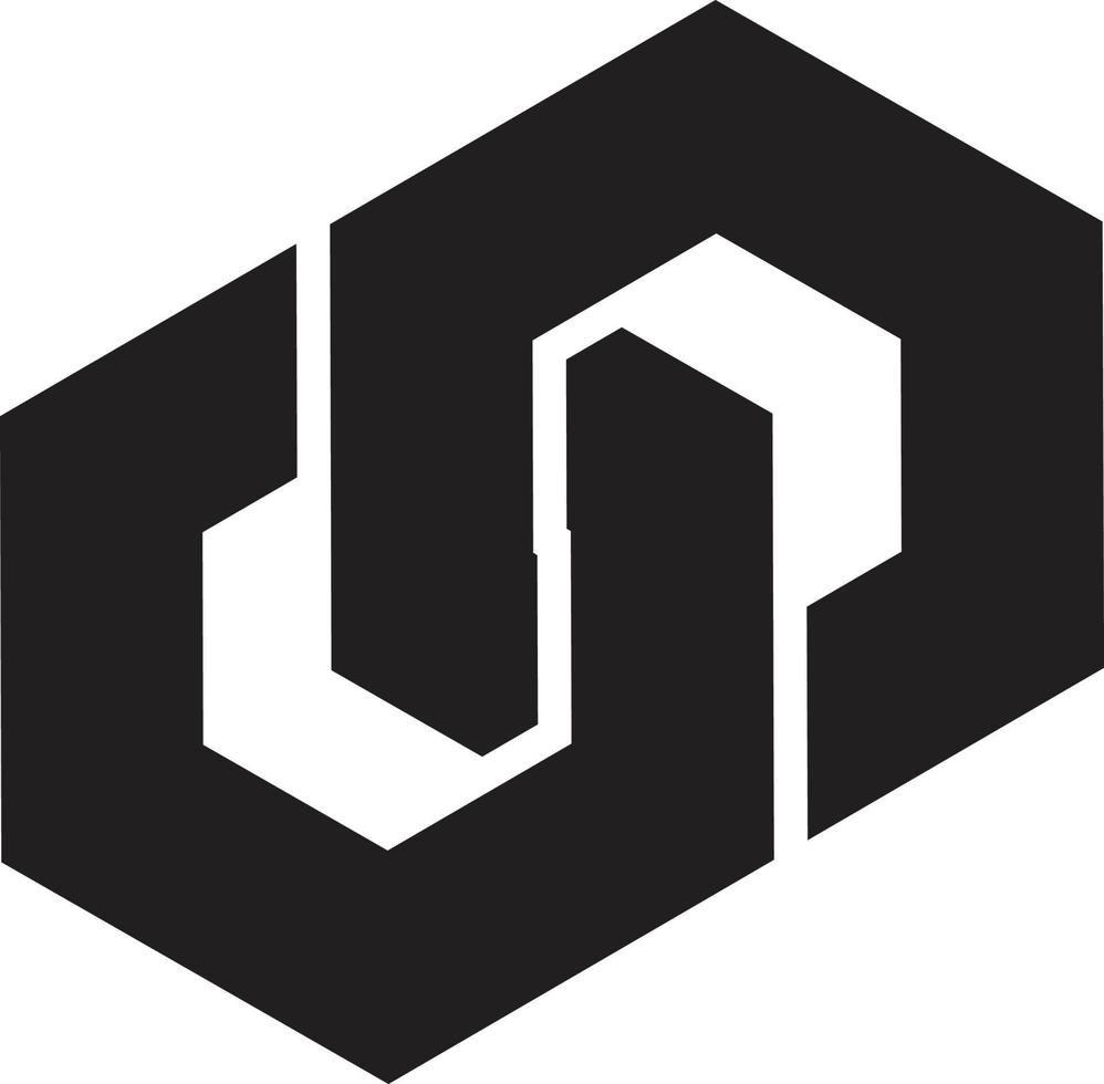 Abstract connected hexagon logo illustration in trendy and minimal style vector