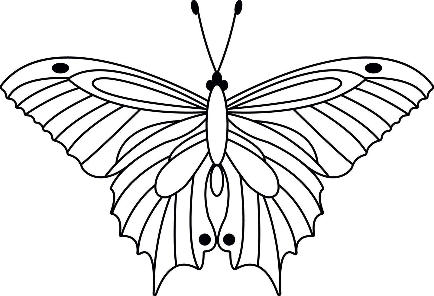 ilustración vectorial de mariposa. arte lineal en blanco. icono vector