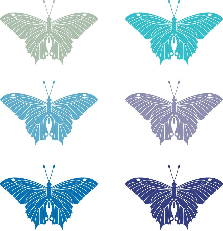 Butterflies set in trend colors 2023 vector