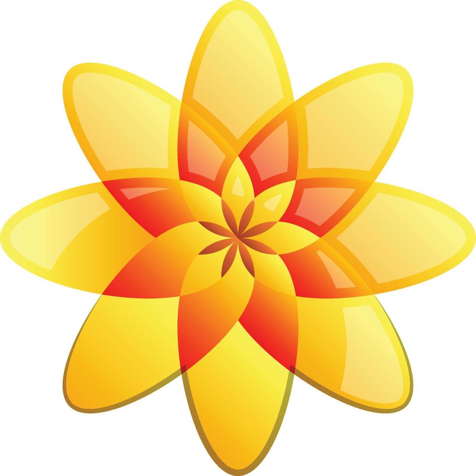 Abstract eight petal flower logo illustration in trendy and minimal style vector