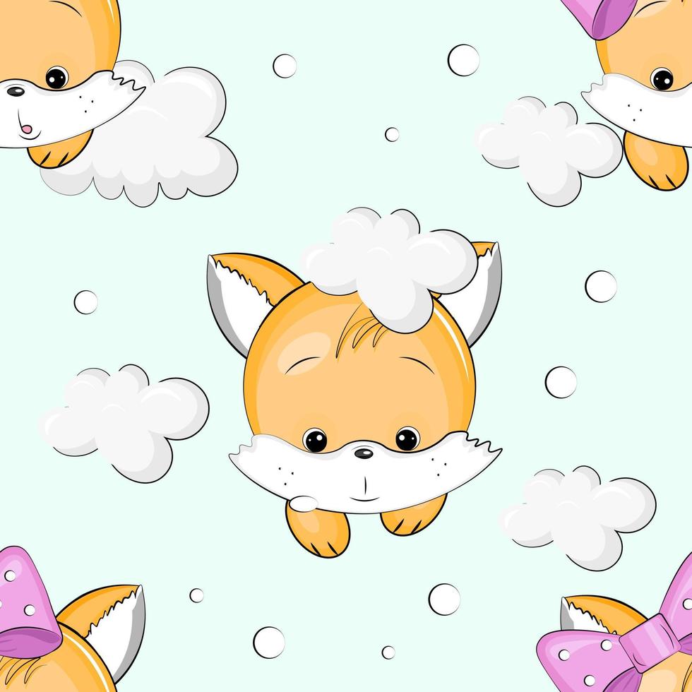 seamless pattern with foam and fox vector