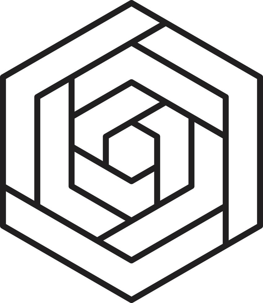 Abstract hexagon line logo illustration in trendy and minimal style vector