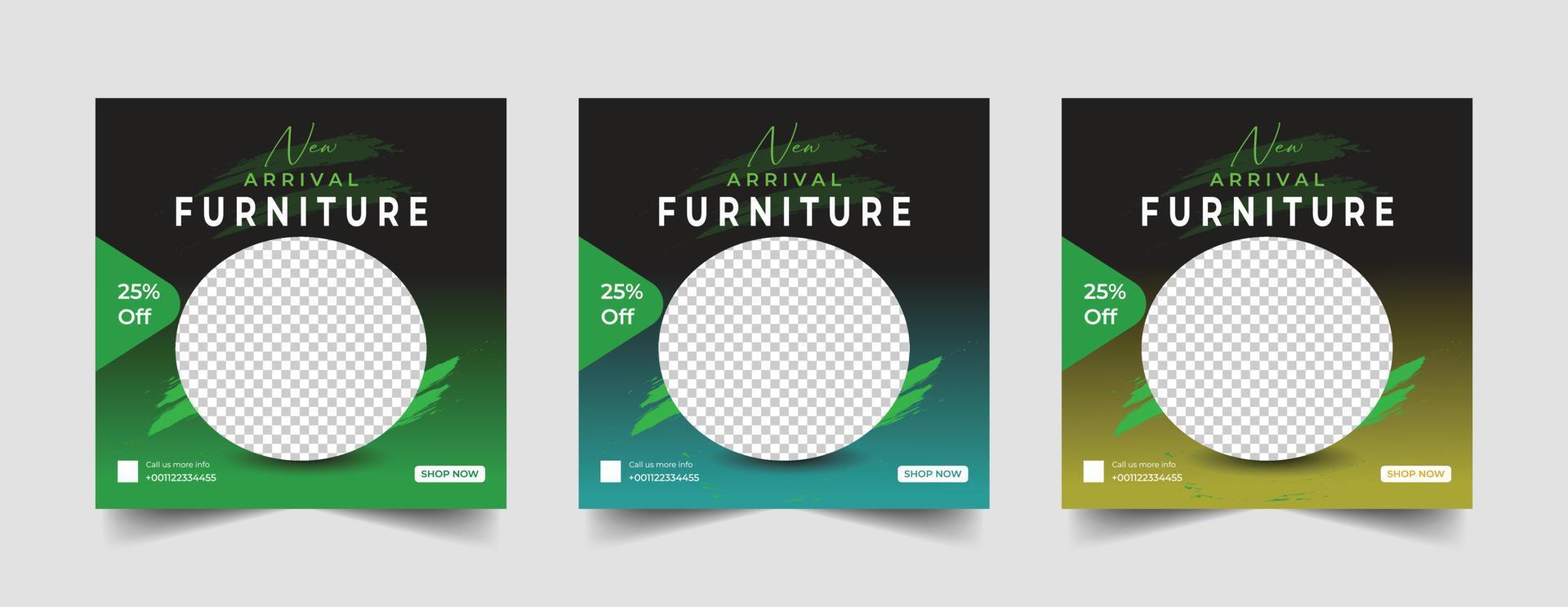 Furniture social media post design template vector