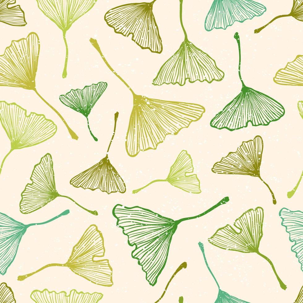 pattern with green ginkgo biloba leaves vector