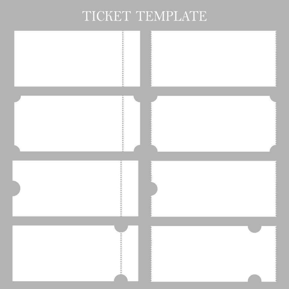 Set blank ticket template. Concert ticket, lottery coupons. coupon. Vector stock illustration.
