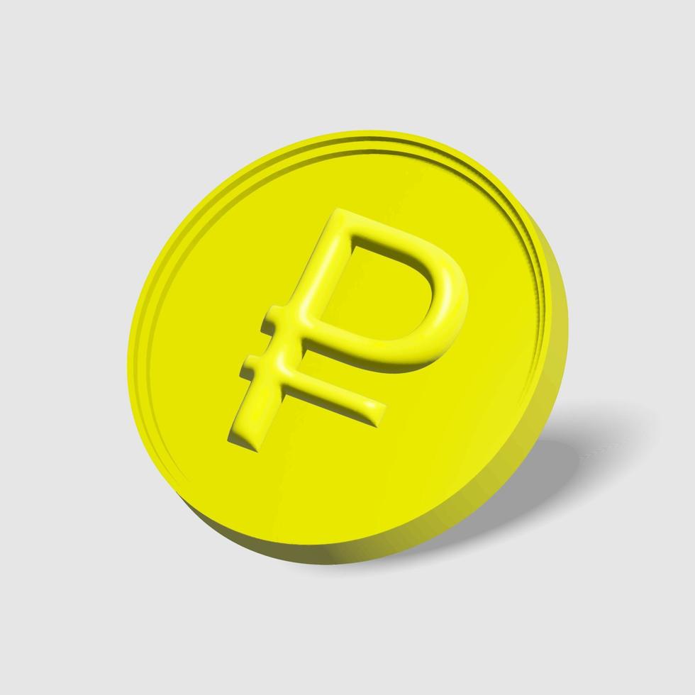 Russian 3d ruble coin. Gold rubble isometric coin. vector
