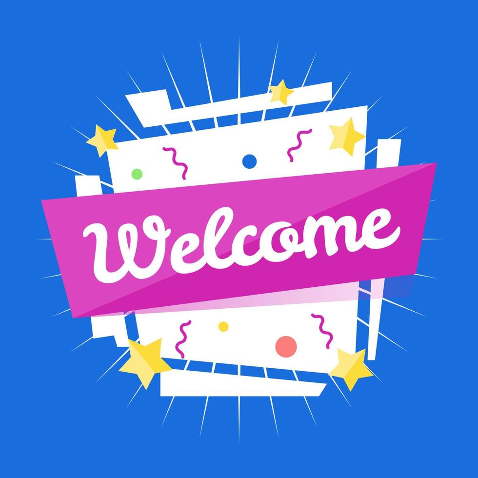 Colorful welcome composition, banner, template flat design. Celebration greeting template for holiday, invitation, banner, poster. vector