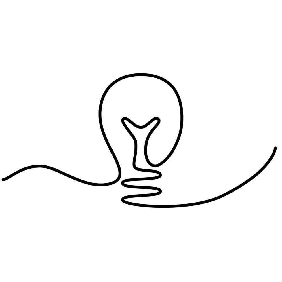 Electric light bulb silhouette. Continuous line light bulb. Light bulb logo idea. vector