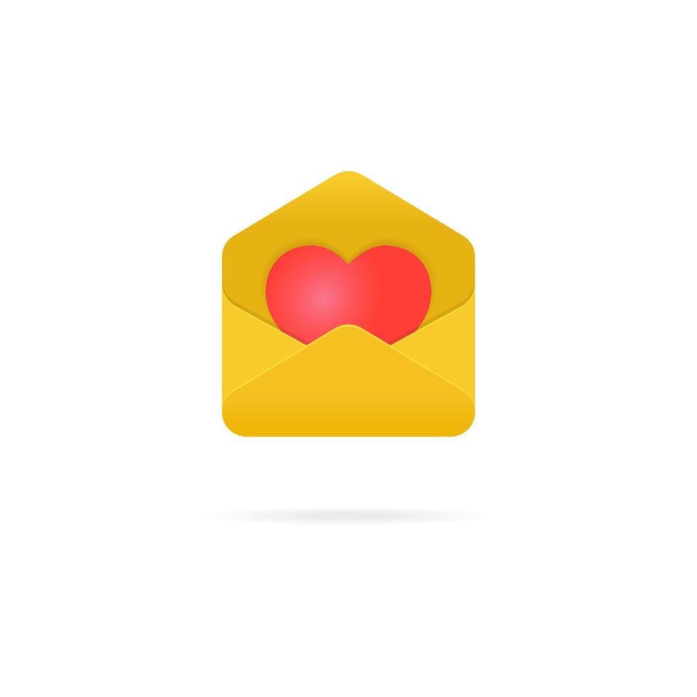 Envelope with heart inside. Love letter vector illustration.