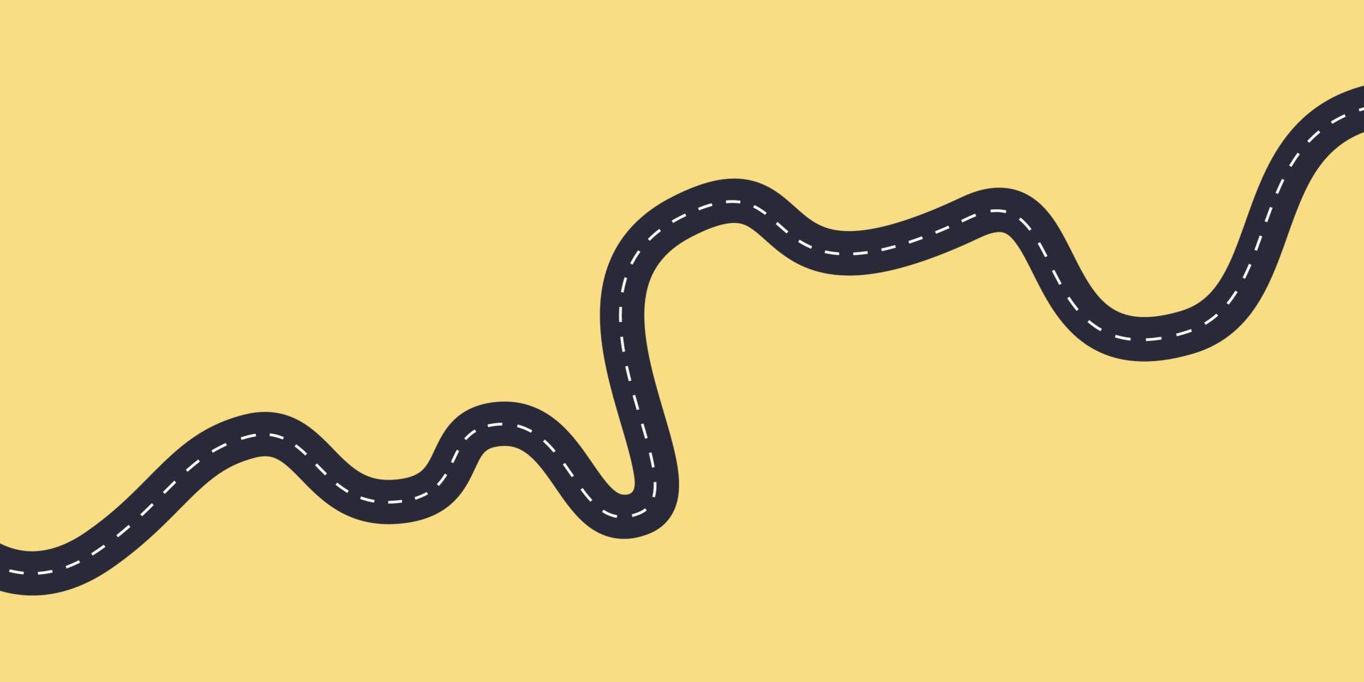 Winding road on one color background. Vector stock illustration.