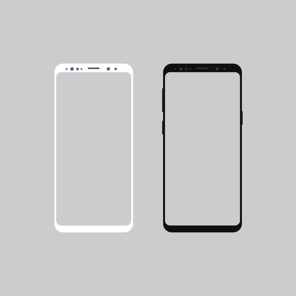 Realistic isolated smartphones vector illustration. Mobile phone mockup with blank screen isolated on one color background