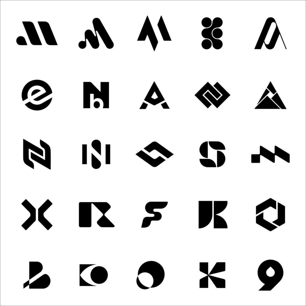 Collection of black flat minimal logotypes ideas. Vector logotypes set.