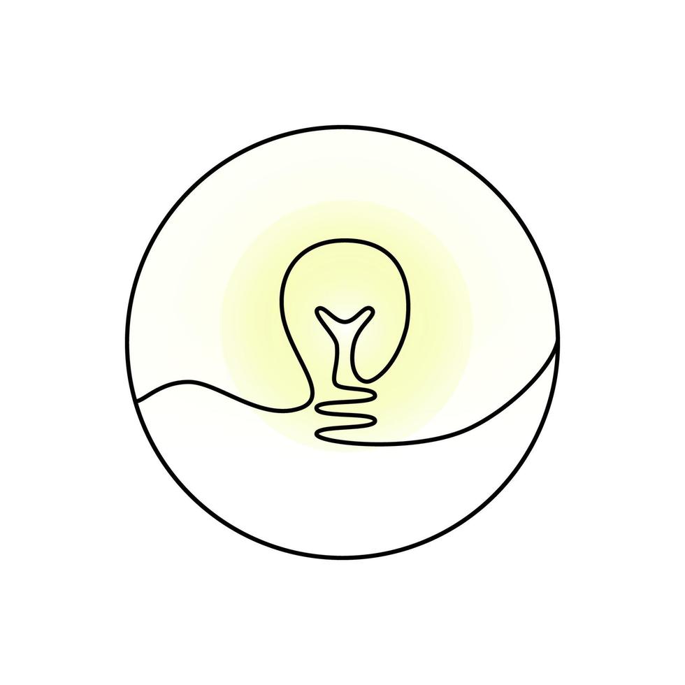 Continuous line lightbulb. Electric lightbulb silhouette. Lightbulb vector logo.