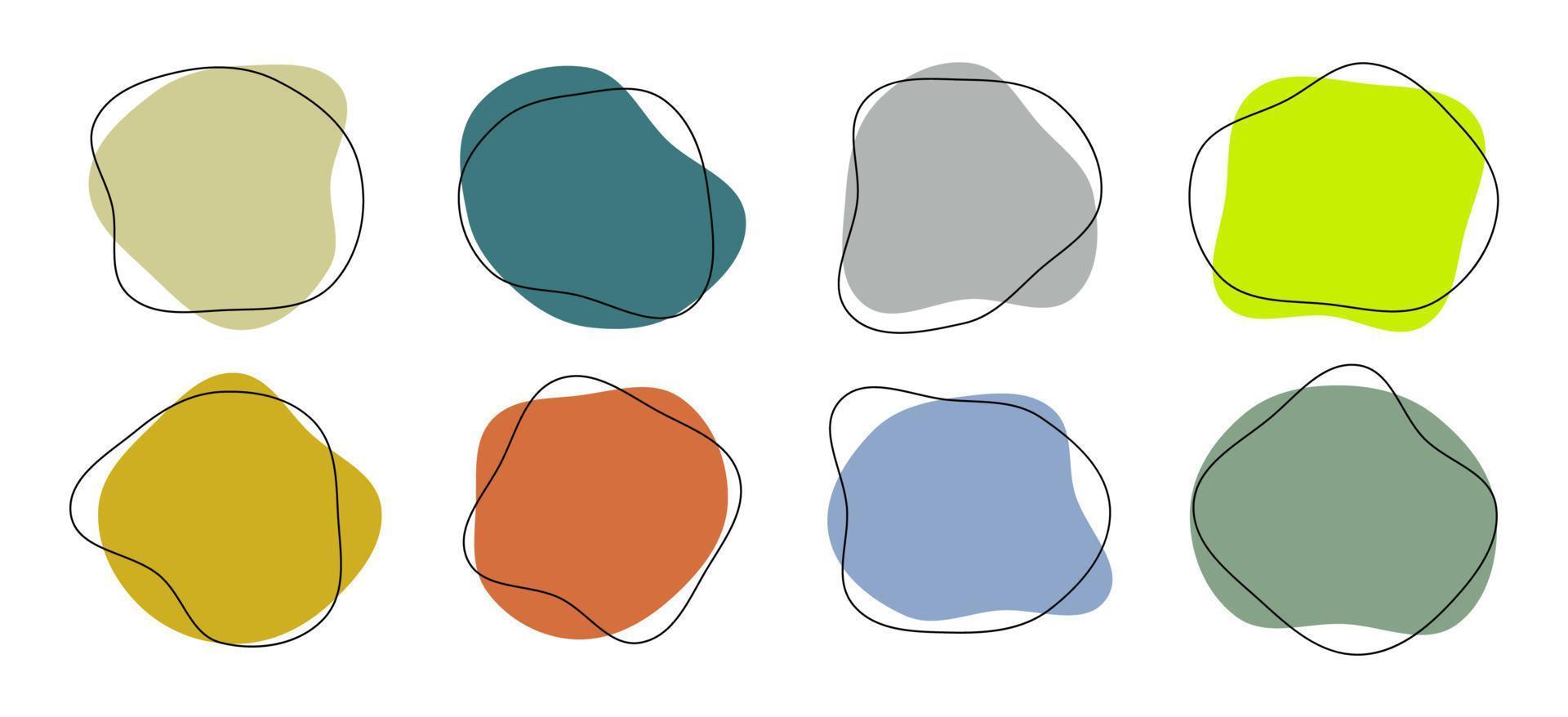 Blobs vector backgrounds. Organic amoeba blobs colorful shapes with line.