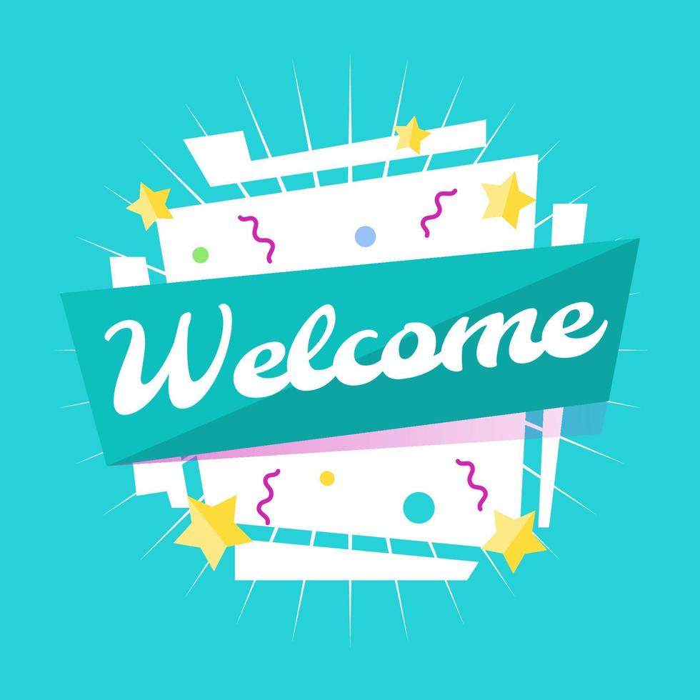 Colorful welcome composition, banner, template flat design. Celebration greeting template for holiday, invitation, banner, poster. vector