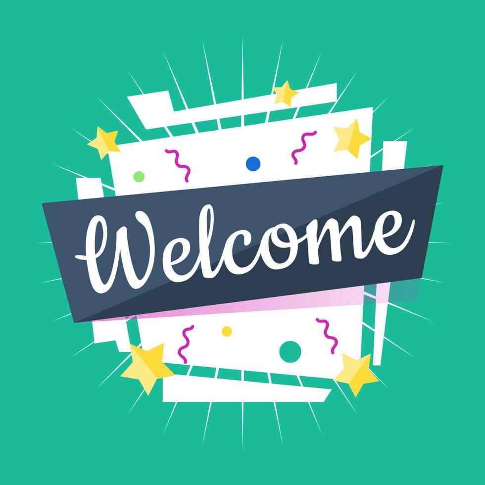Colorful welcome composition, banner, template flat design. Celebration greeting template for holiday, invitation, banner, poster. vector