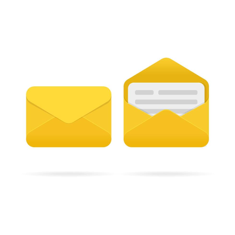 Closed and open envelope vector illustration. Symbol of sms or email on electronic devices. Vector isolated envelope.