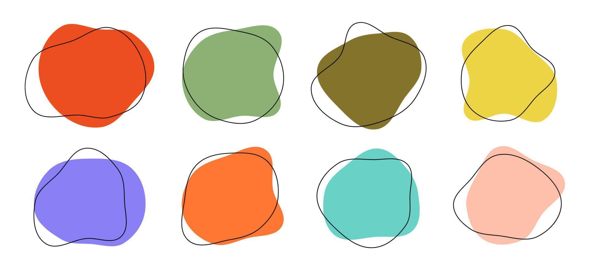fondos vectoriales de manchas. manchas de ameba orgánica formas coloridas con línea. vector