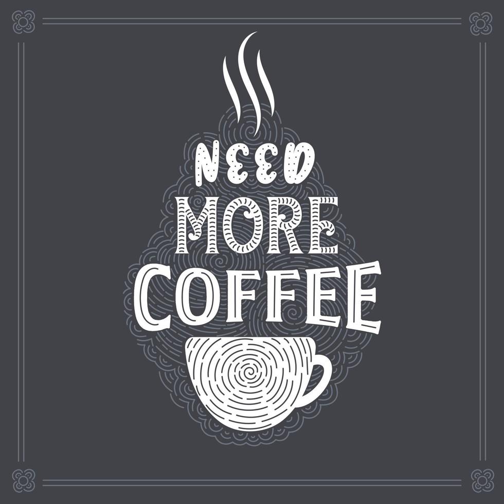 Need more coffee. Coffee quotes lettering design. vector