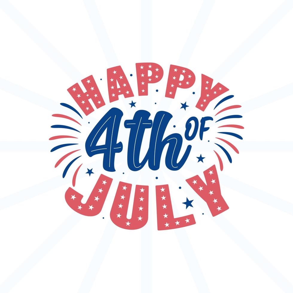 Happy 4th of July, Independence day lettering Free Vector