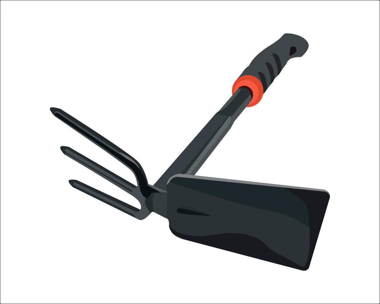 Vector of Hoe and Pitchfork Gardening Tool Equipment isolated on white background. Vector illustration isolated.