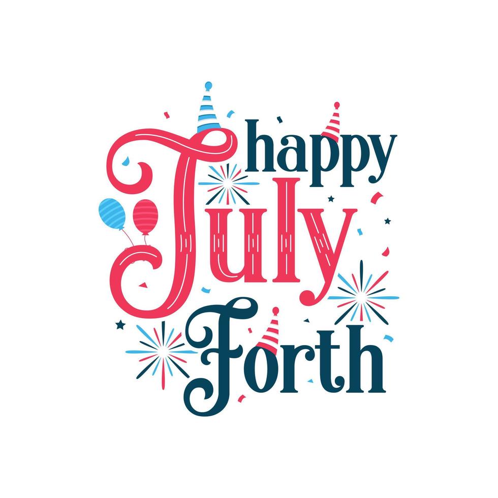 Happy July fourth, Happy Independence day lettering Free Vector