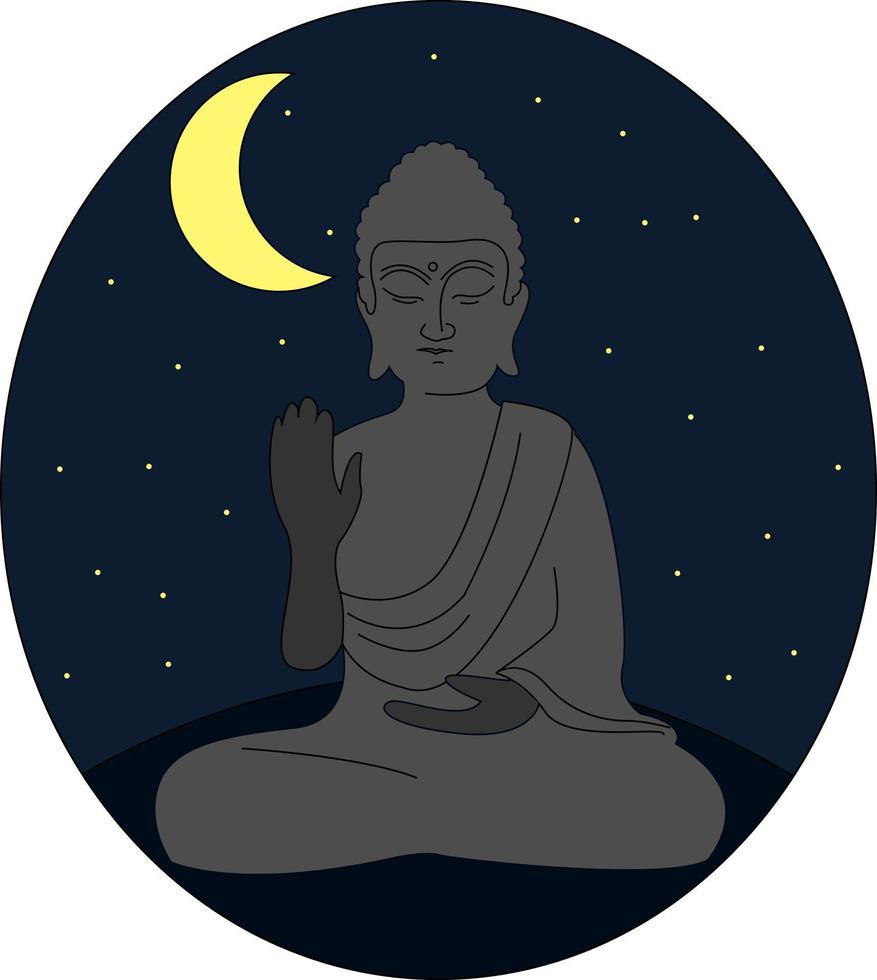 Statue of buddha, illustration, vector on white background.