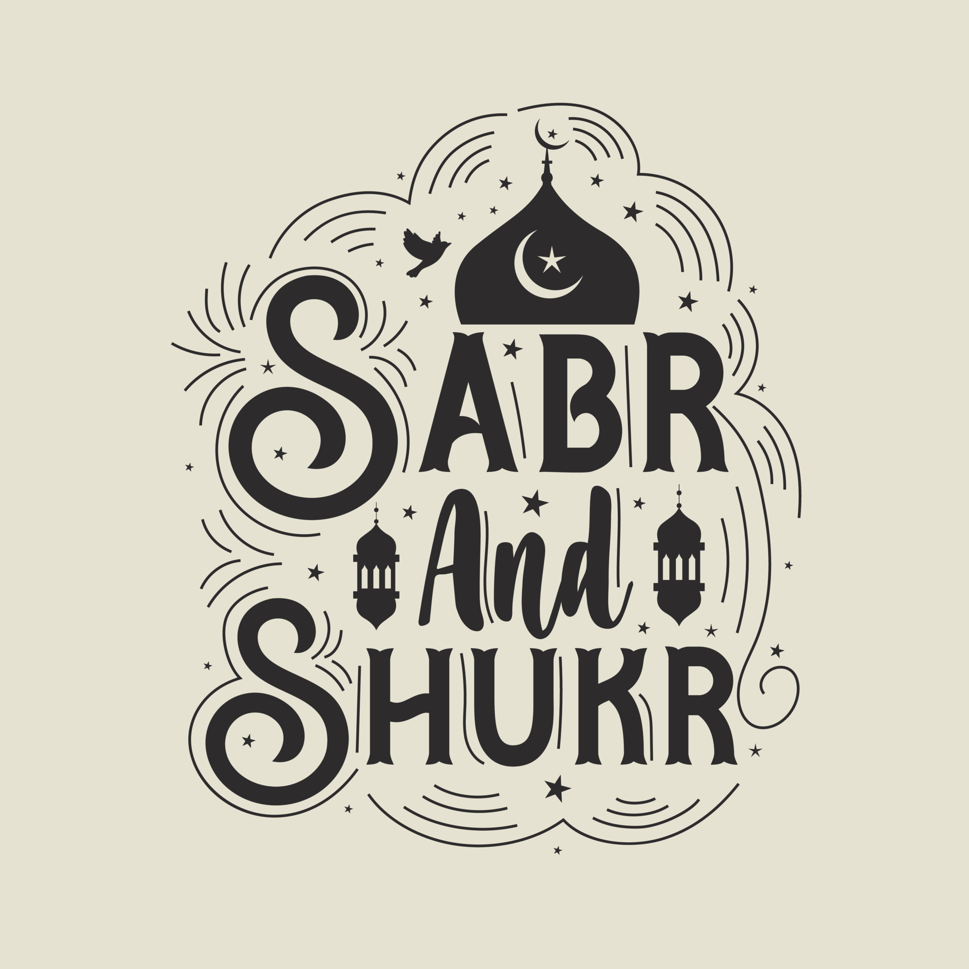 Sabr And Shukr islamic quotes lettering 13710162 Vector Art at Vecteezy