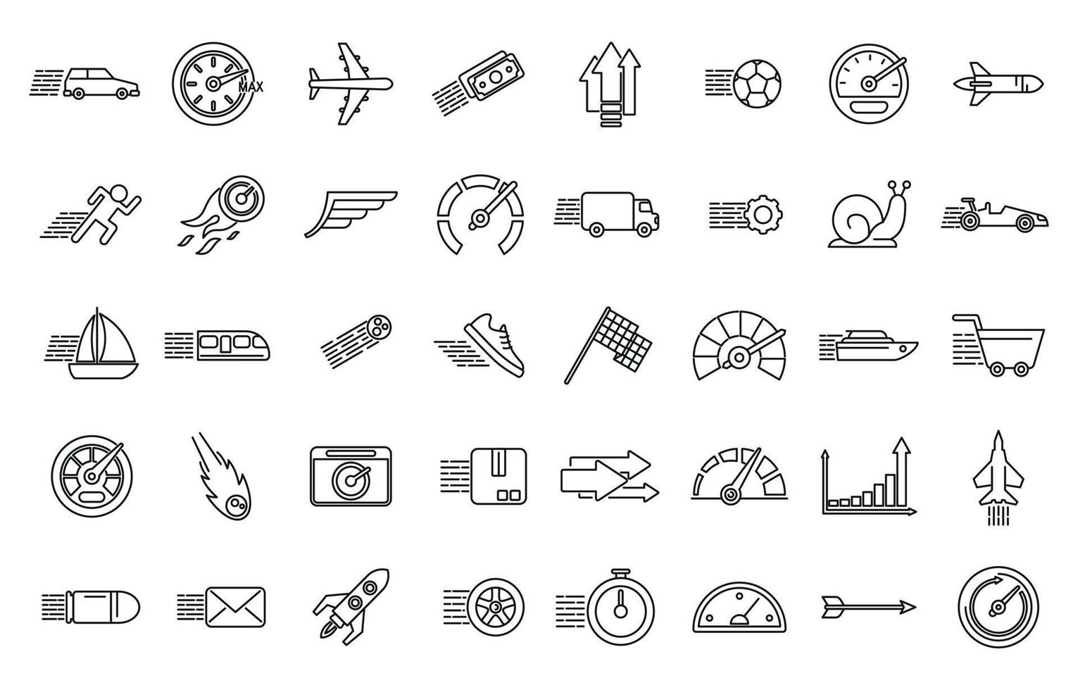 Velocity icons set outline vector. Efficient production vector